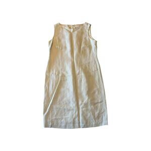 NWT Kenar Beige Minimalist Linen Sheath Mini Dress Size 10